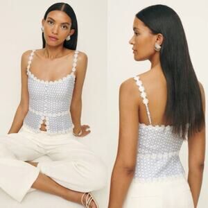 Reformation Blue and White Floral Tank Top